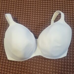 Cacique White Lightly Lined Balconette Bra Plus Size 40H Underwire Mesh Wings